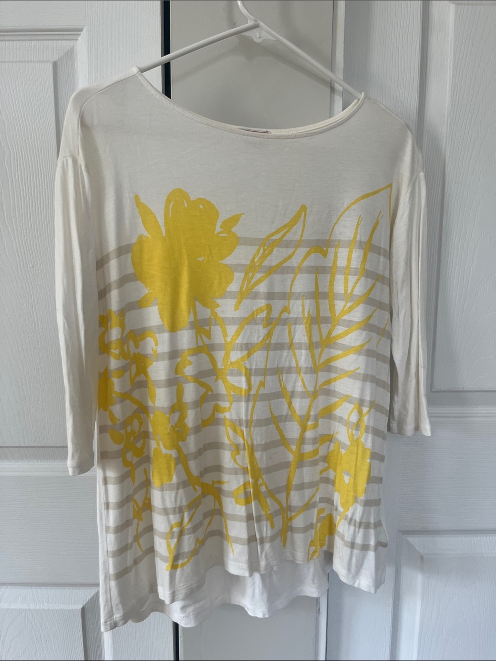 GAP Cream Long-Sleeve Top with Yellow Floral Print